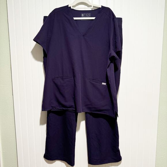 Figs Pants - Figs Purple Scrub Set Casma Top Kade Cargo Pants NEW Size XXL